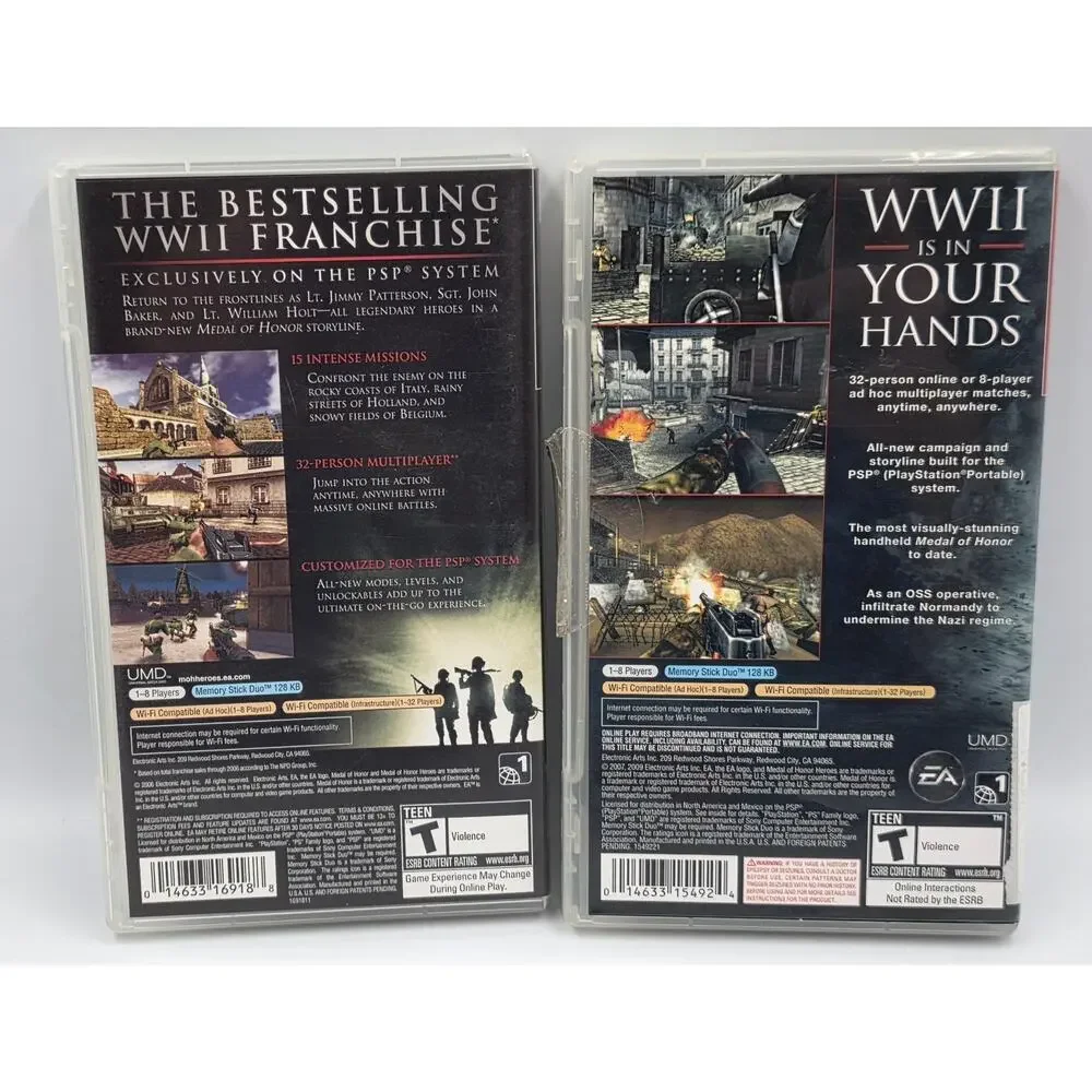 PSP Medal of Honor: Heroes (Sony PSP, 2006) & Heroes 2 Manual Clean Tested